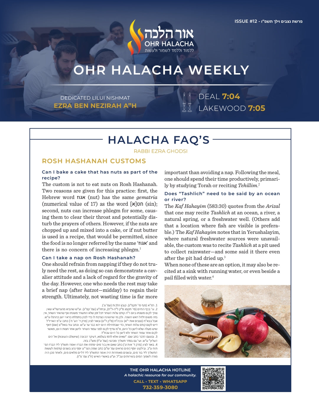 Ohr Halacha Weekly